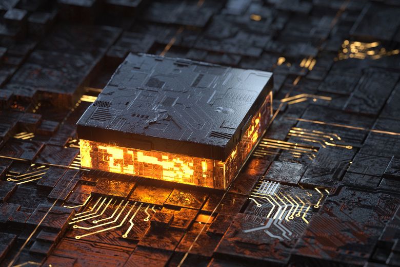 Abstrakte IT-Sicherheitsgrafik mit Firewall-Symbol