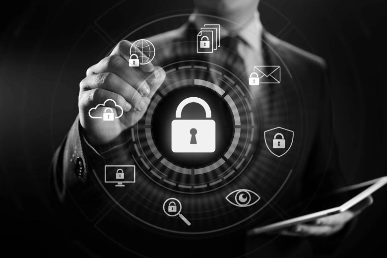 Symbolische Darstellung von IT-Sicherheitskonzepten mit Schloss-Icon