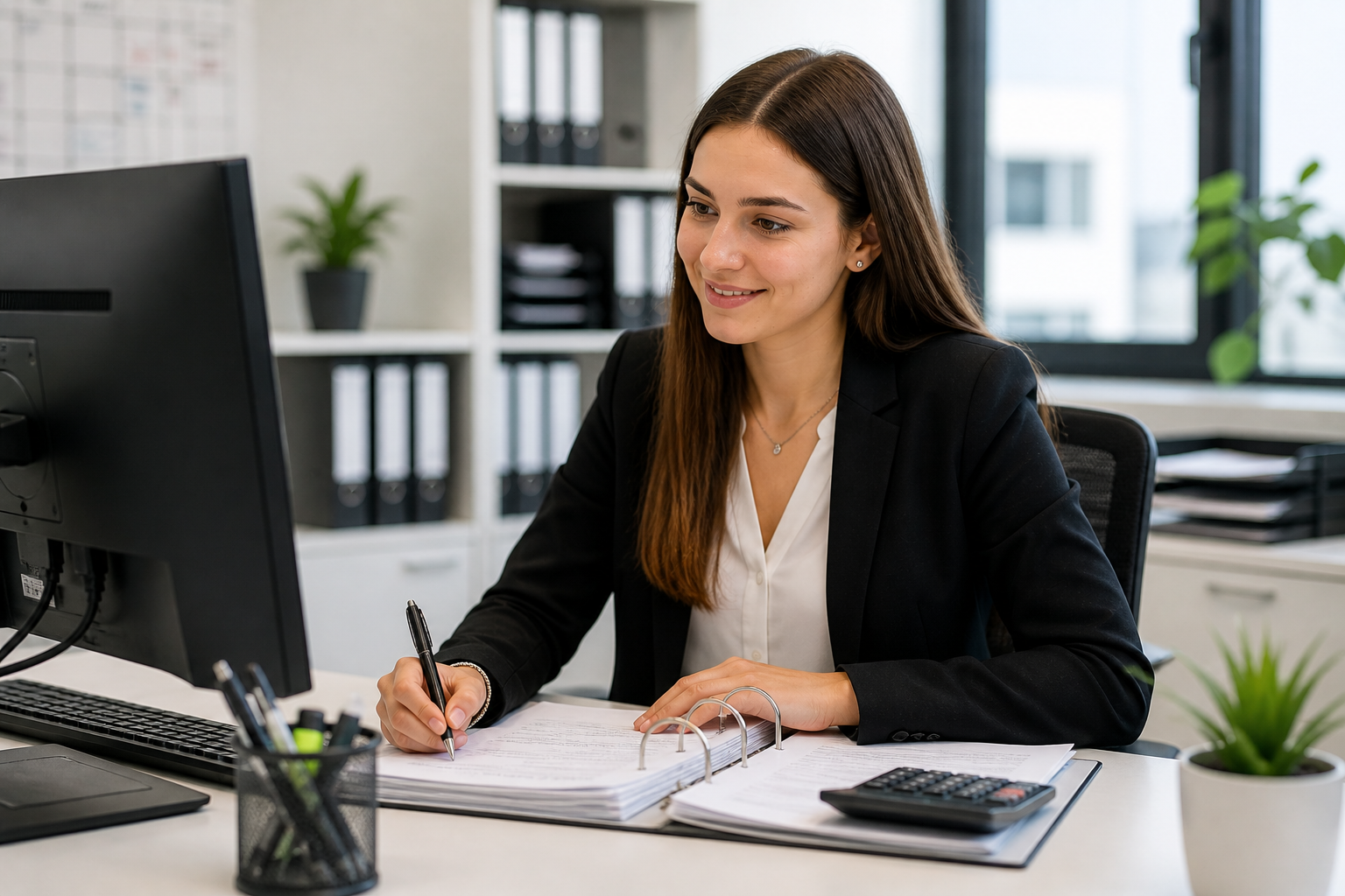Bild einer Kauffrau für Büromanagement (m/w/d) im Büro