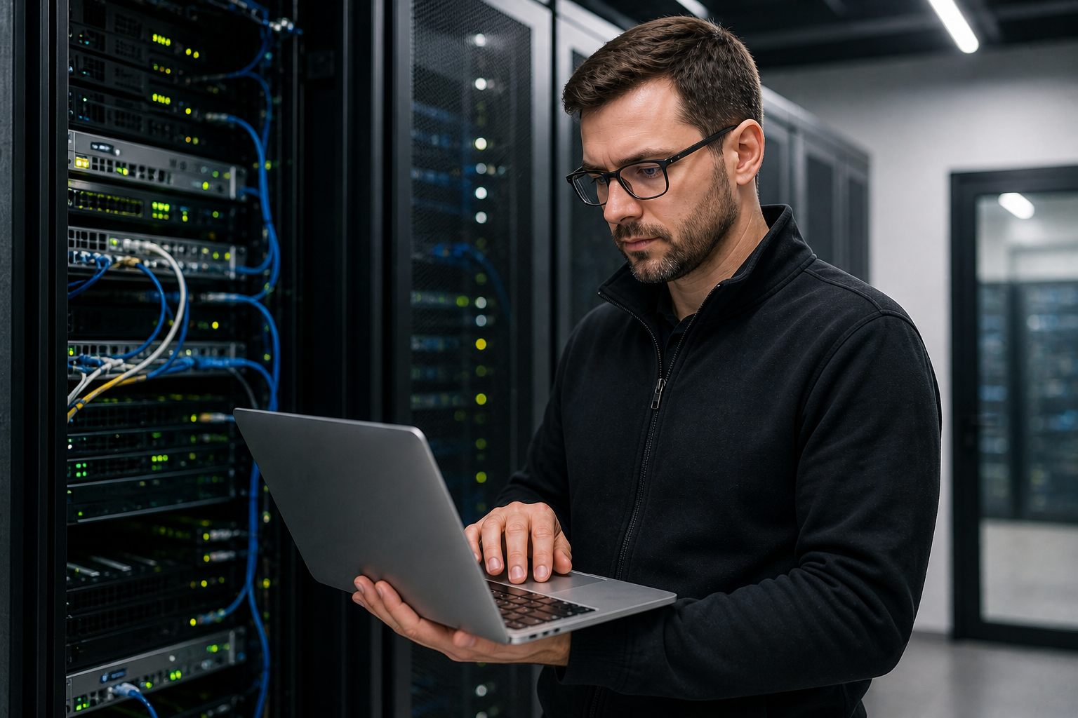 Bild eines IT-Projekttechniker / IT-Techniker 3rd-Level-Support im Serverraum