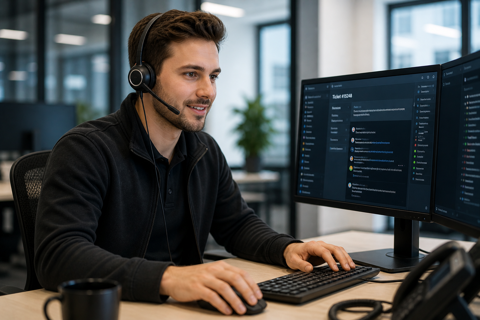 Bild eines IT-Servicetechniker für den 1st & 2nd Level Support am Pc